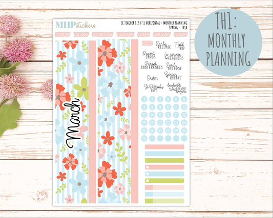 MARCH Stickers for EC Teacher Lesson Planner - Horizontal Layout. 2026 Collection "Spring" || ECTH