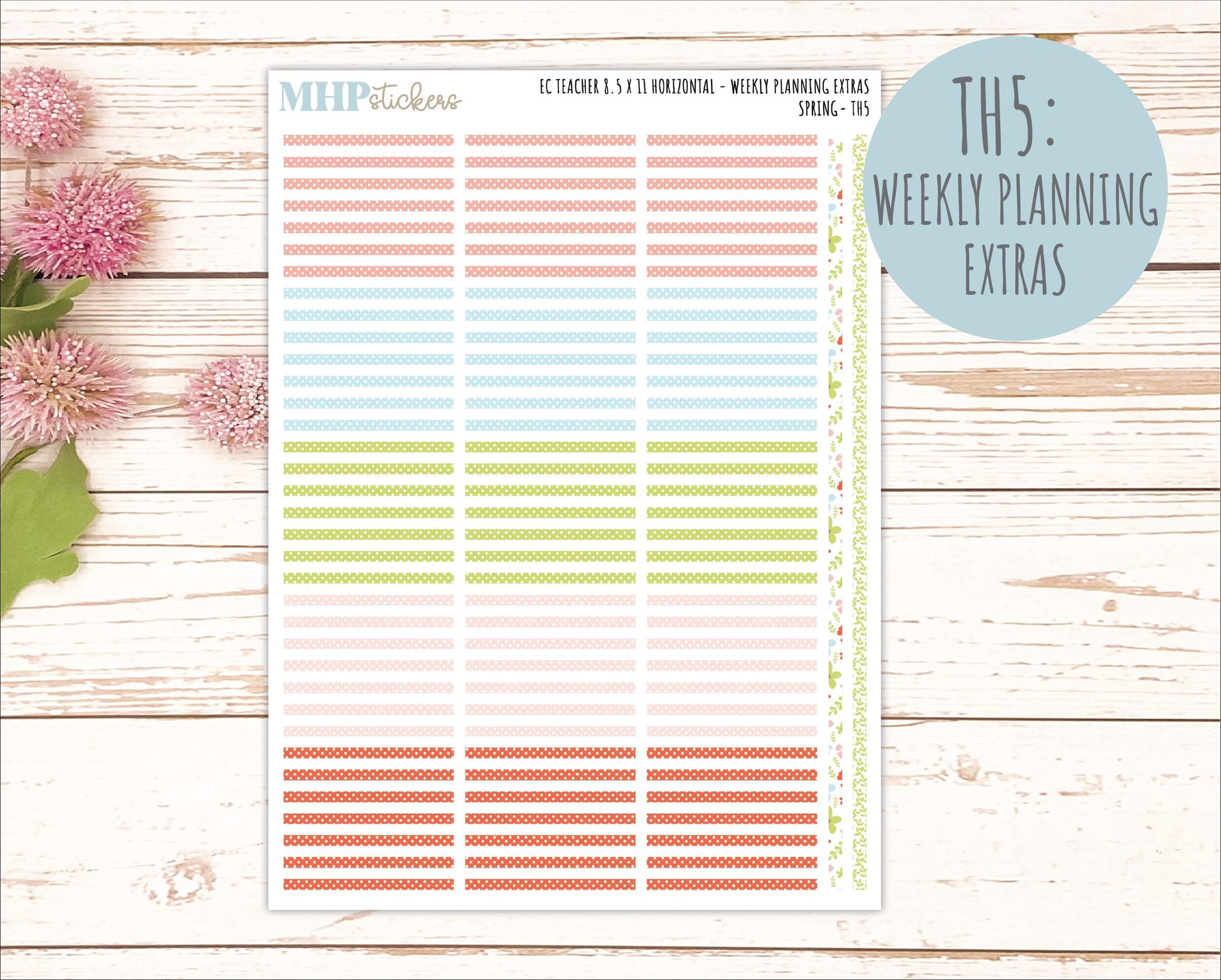 MARCH Stickers for EC Teacher Lesson Planner - Horizontal Layout. 2026 Collection "Spring" || ECTH