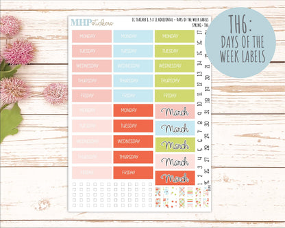MARCH Stickers for EC Teacher Lesson Planner - Horizontal Layout. 2026 Collection "Spring" || ECTH