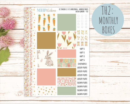 APRIL Stickers for EC Teacher Lesson Planner - Horizontal Layout. 2026 Collection "Easter Garden" || ECTH