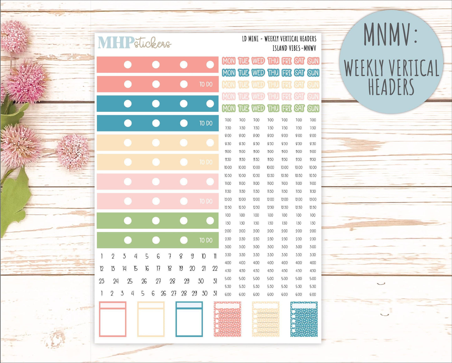 AUGUST 2025 Stickers for Small Horizontal & Vertical Laurel Denise Planners. (Formerly Mini Planner) "Island Vibes" || MNIV