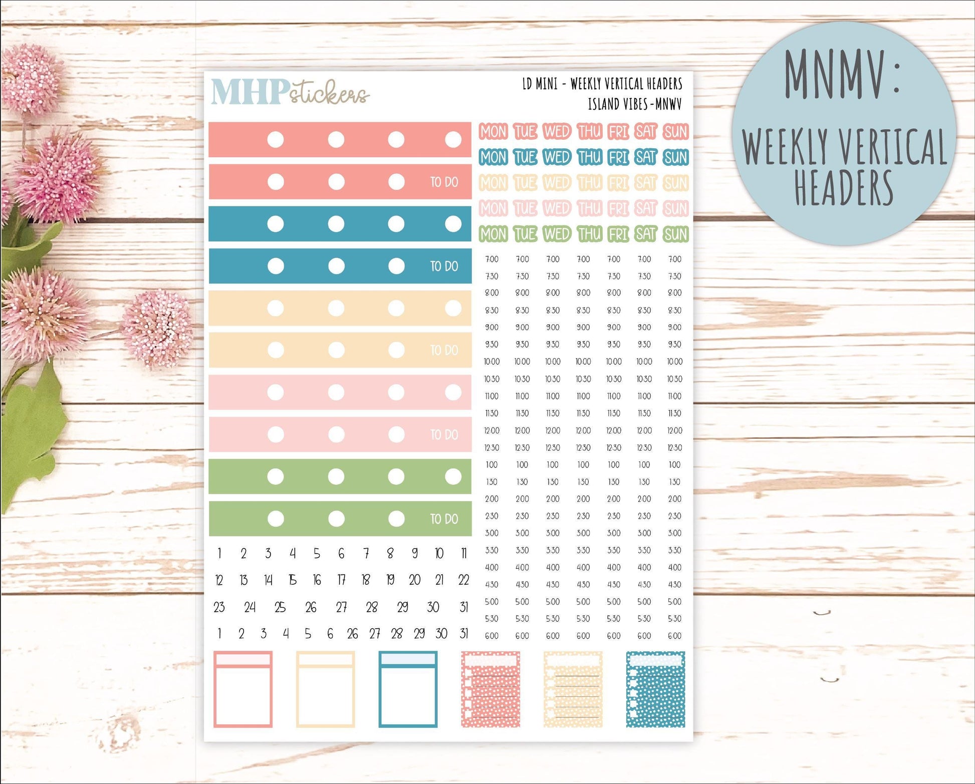 AUGUST 2025 Stickers for Small Horizontal & Vertical Laurel Denise Planners. (Formerly Mini Planner) "Island Vibes" || MNIV