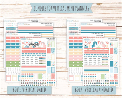 AUGUST 2025 Stickers for Small Horizontal & Vertical Laurel Denise Planners. (Formerly Mini Planner) "Island Vibes" || MNIV