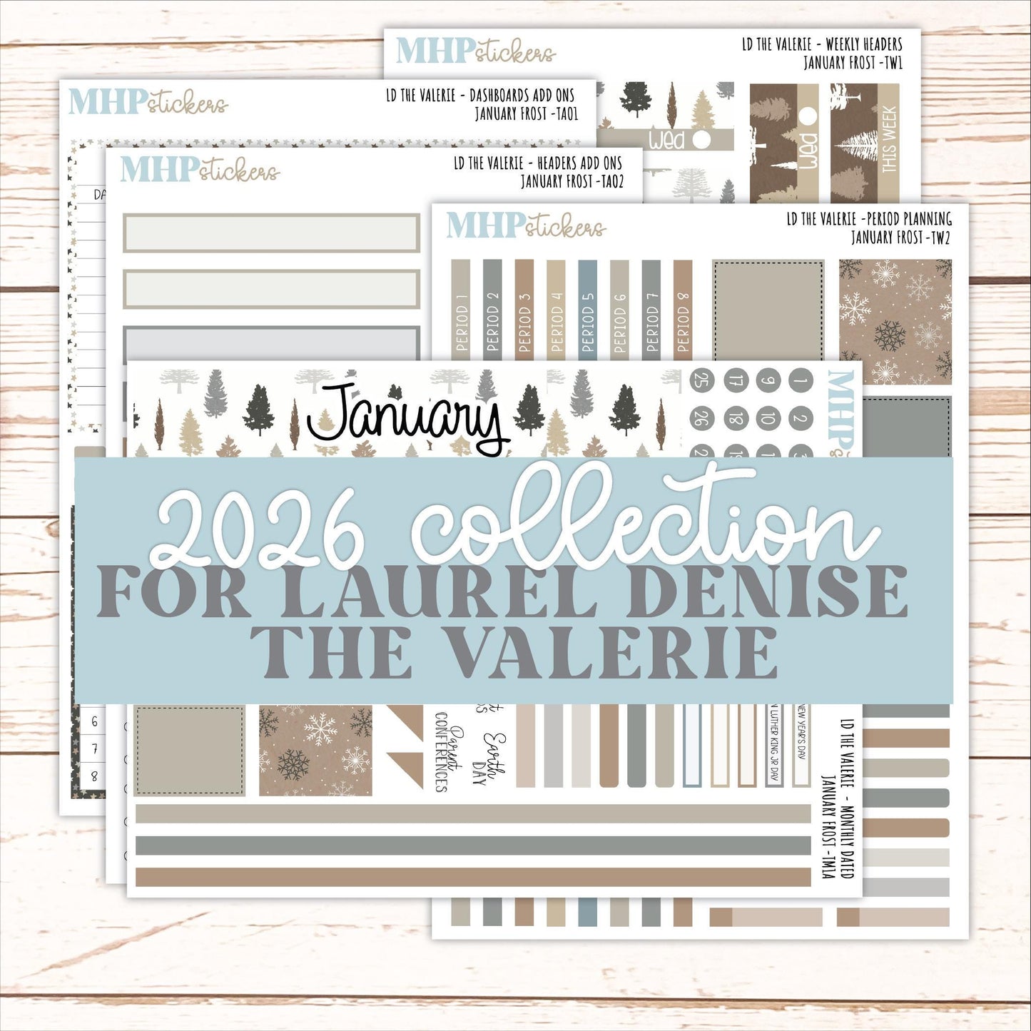 JANUARY Stickers for The Valerie Laurel Denise Planner (Formerly Teacher Planner) "January Frost" || TC