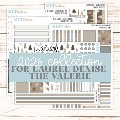 JANUARY Stickers for The Valerie Laurel Denise Planner (Formerly Teacher Planner) "January Frost" || TC