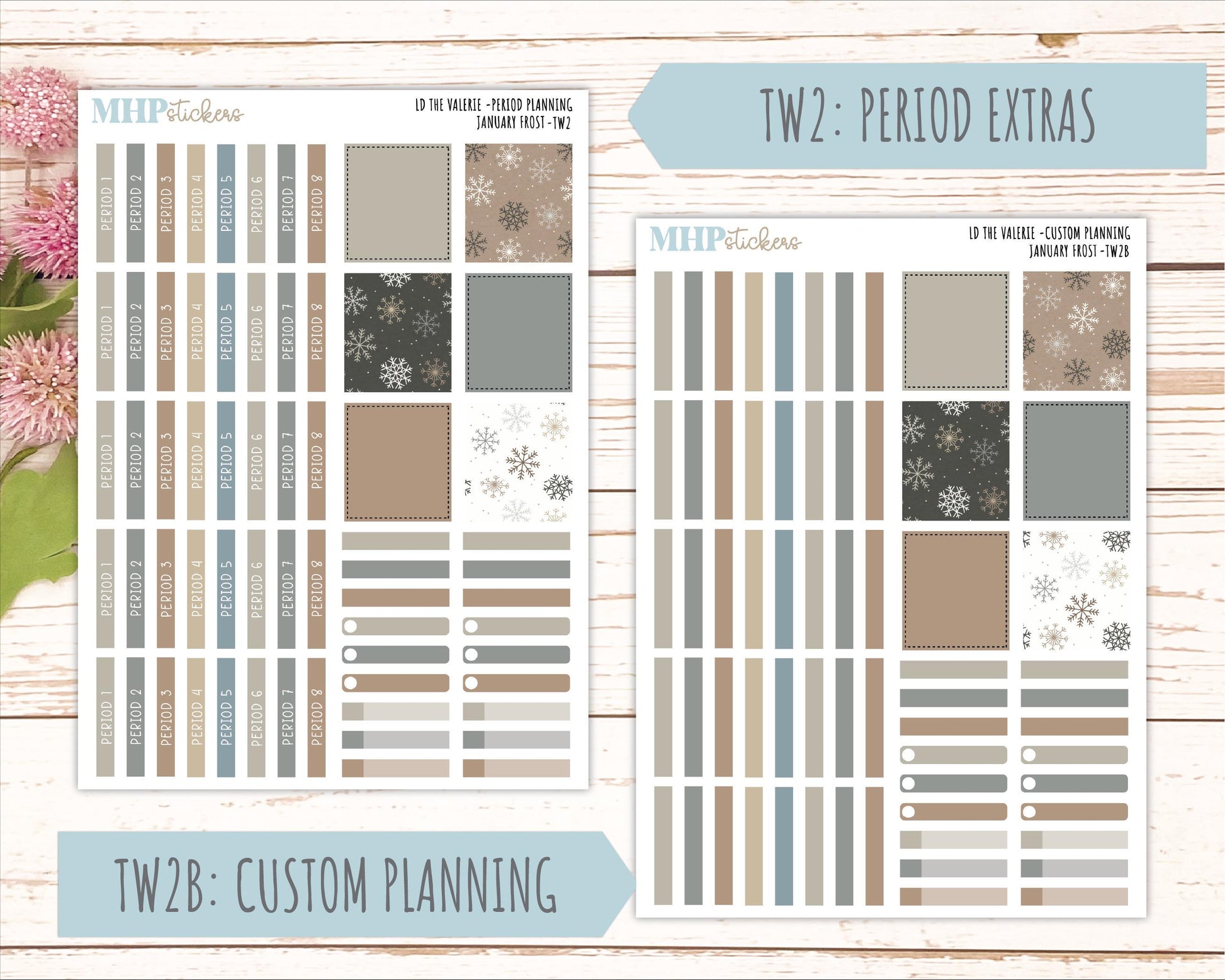 JANUARY Stickers for The Valerie Laurel Denise Planner (Formerly Teacher Planner) "January Frost" || TC