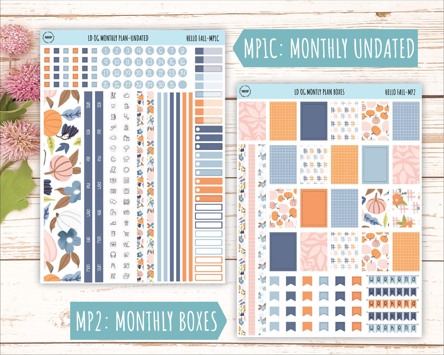 NOVEMBER Stickers for Large size Horizontal & Vertical Laurel Denise Planner. (Formerly Original or Standar Size) "Hello Fall" || OGHF
