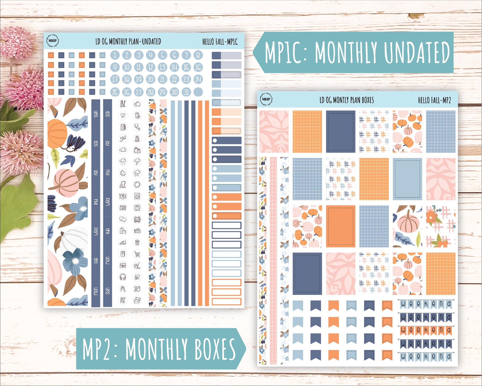 NOVEMBER Stickers for Large size Horizontal & Vertical Laurel Denise Planner. (Formerly Original or Standar Size) "Hello Fall" || OGHF