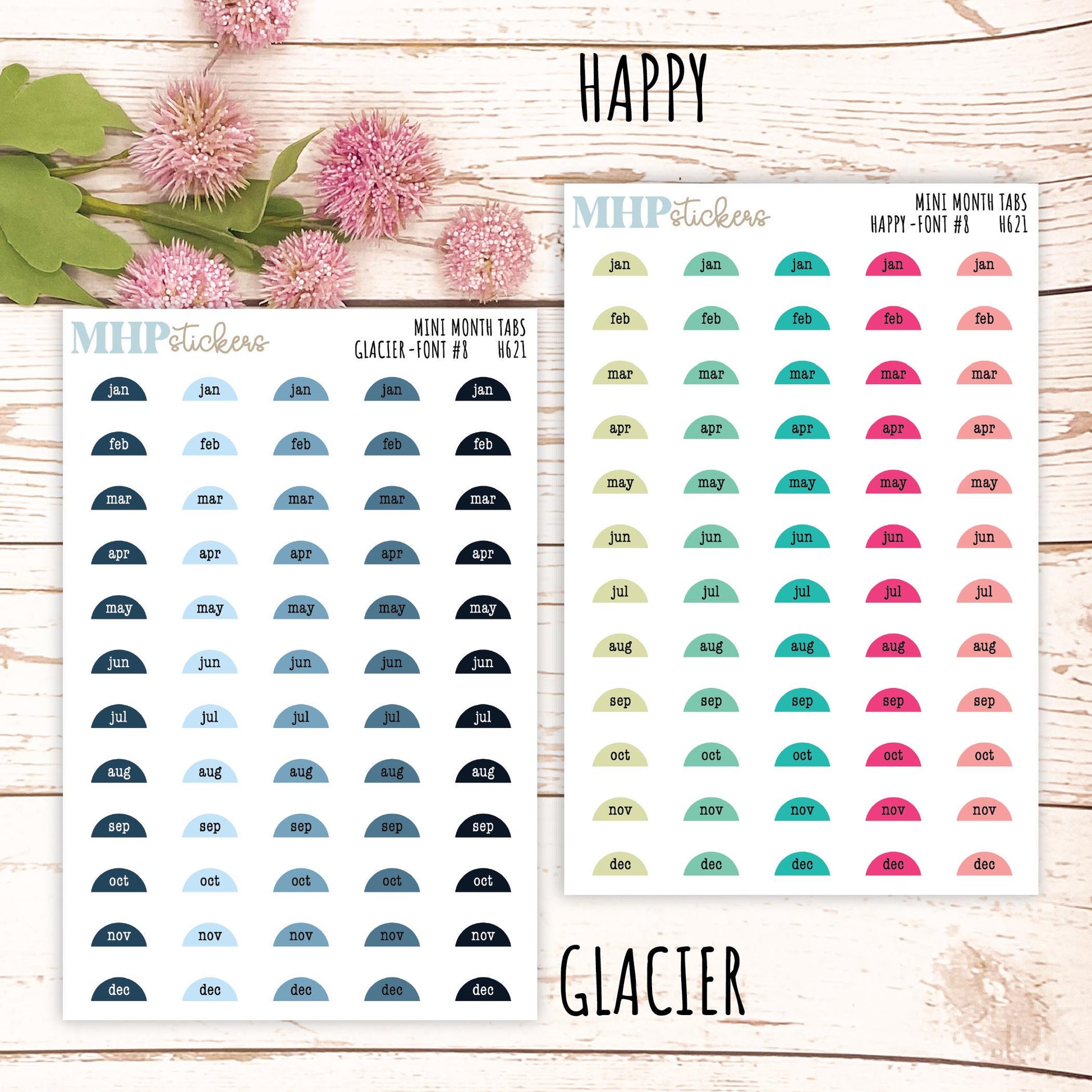 Month Tabs for Laurel Denise small Size Planners || H621