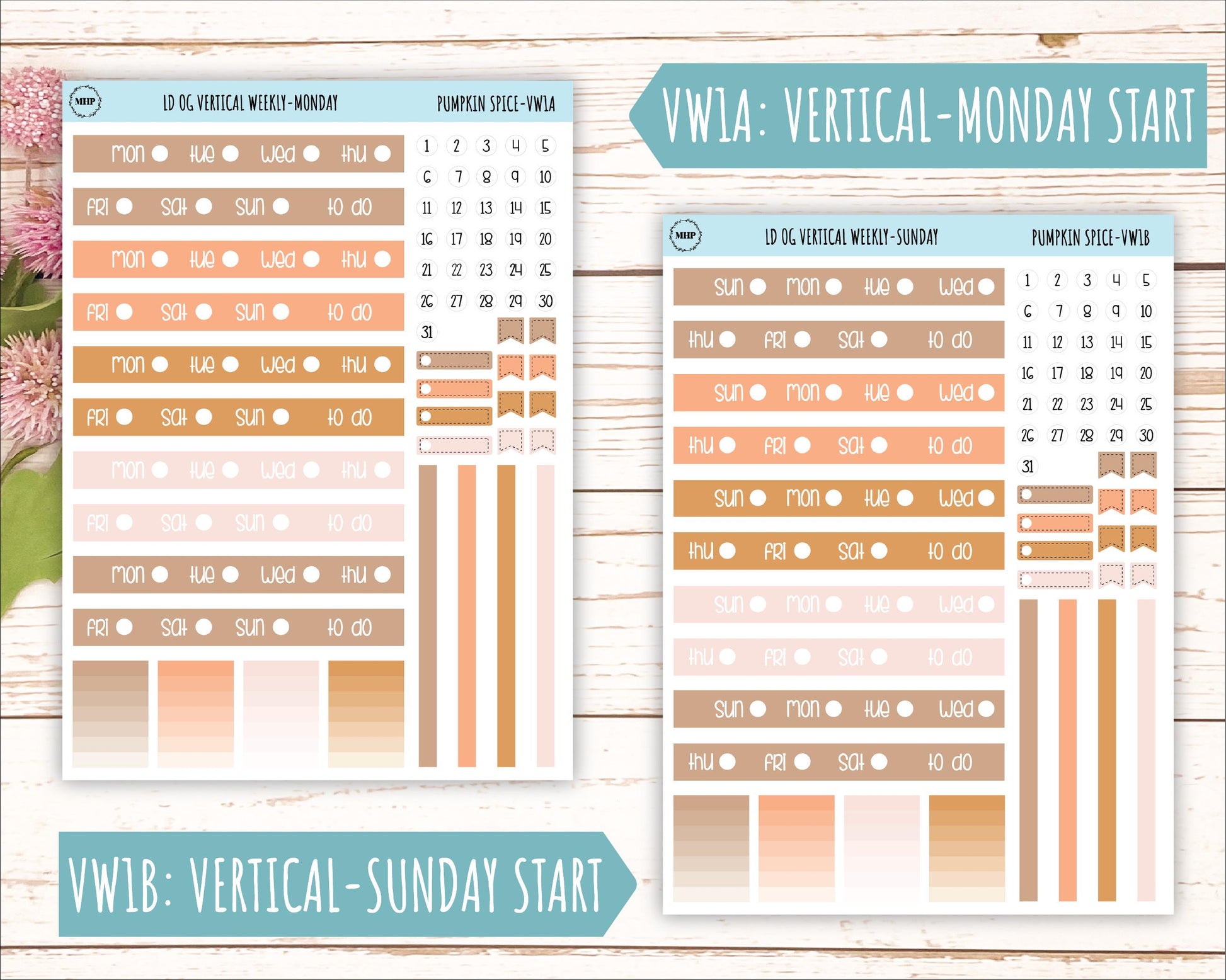 NOVEMBER Stickers for Large size Horizontal & Vertical Laurel Denise Planner. (Formerly Original or Standar Size) "Pumpkin Spice" || OGPS