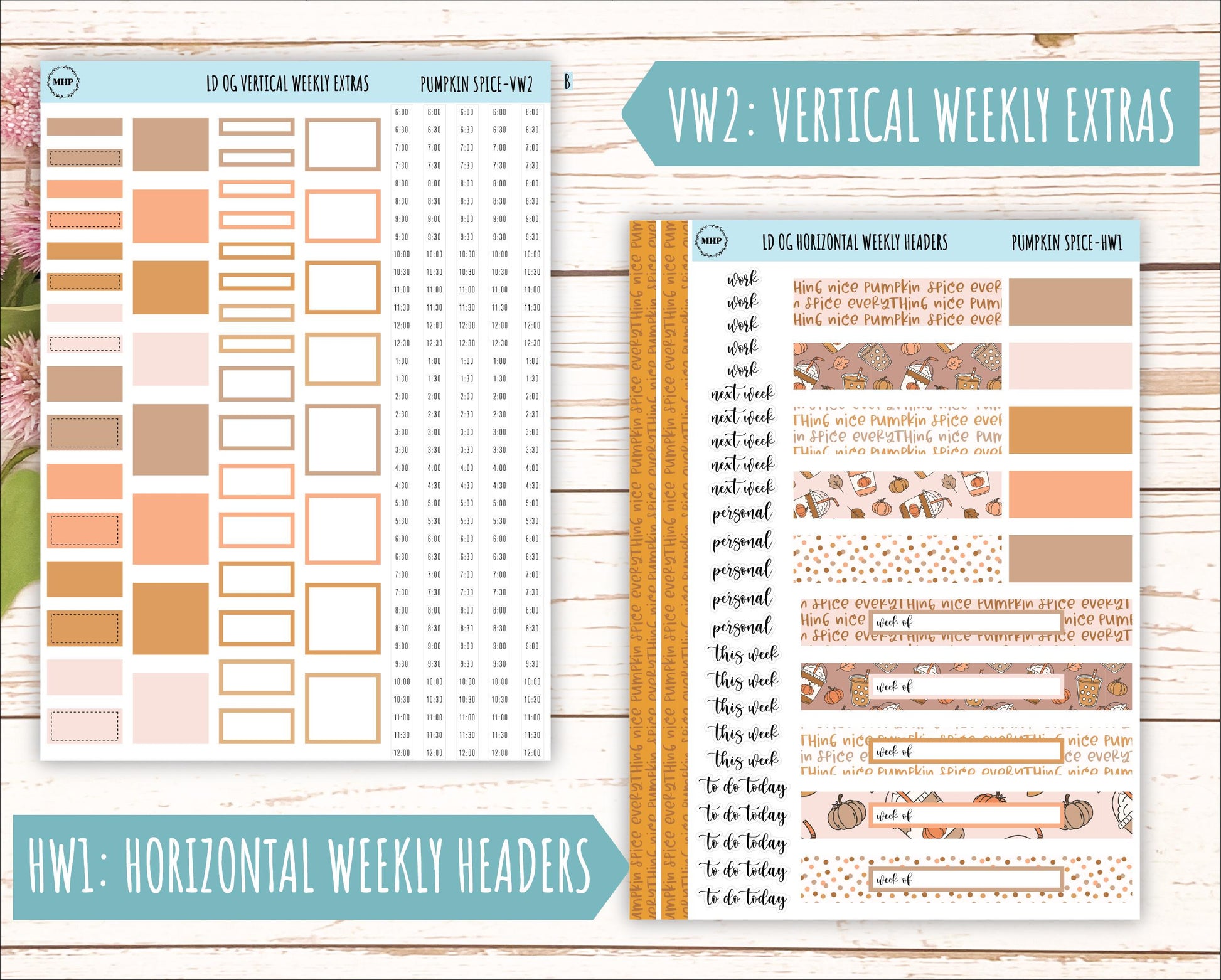 NOVEMBER Stickers for Large size Horizontal & Vertical Laurel Denise Planner. (Formerly Original or Standar Size) "Pumpkin Spice" || OGPS