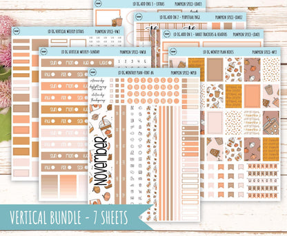 NOVEMBER Stickers for Large size Horizontal & Vertical Laurel Denise Planner. (Formerly Original or Standar Size) "Pumpkin Spice" || OGPS