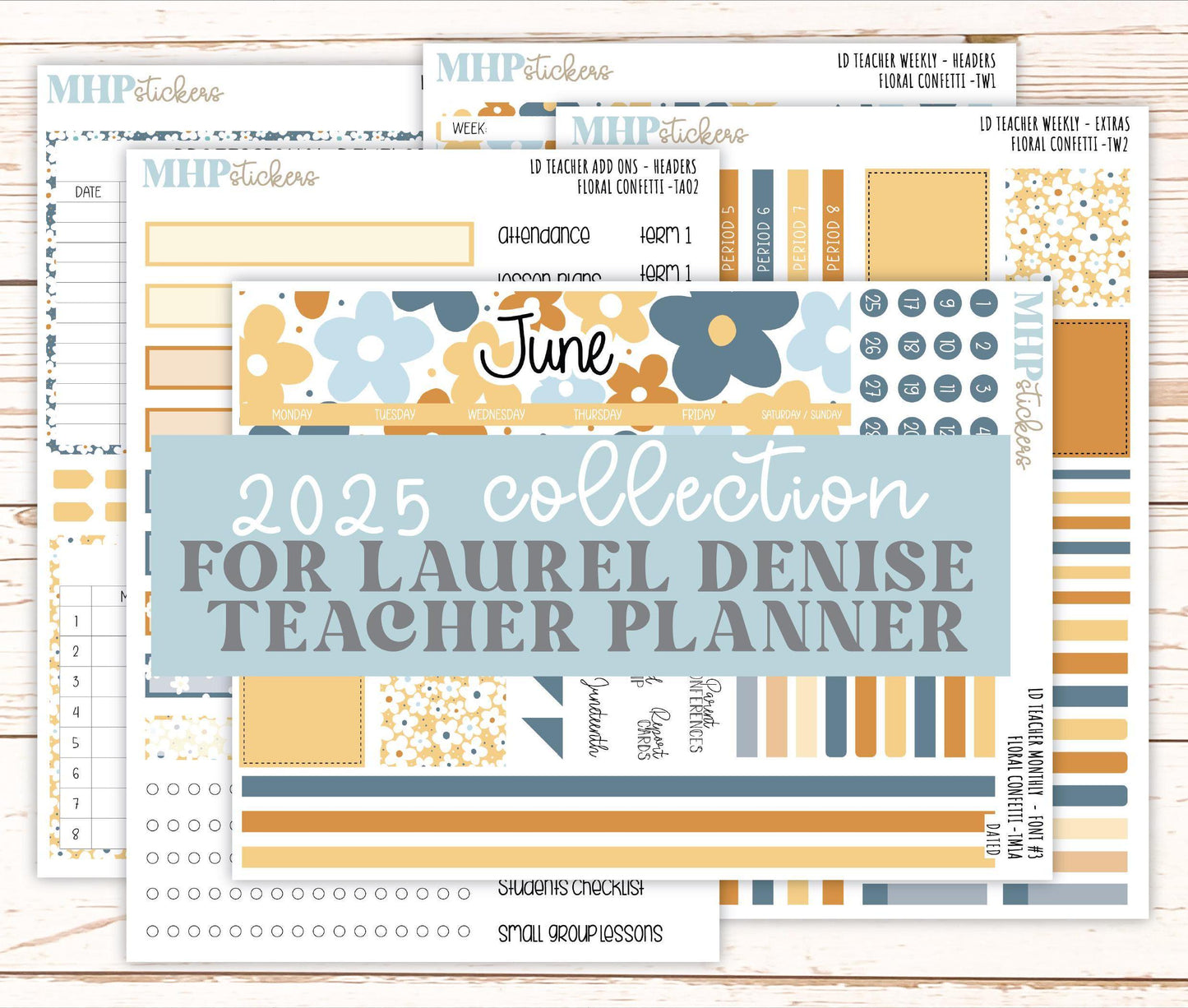JUNE Stickers for The Valerie Laurel Denise Planner (Formerly Teacher Planner) "Floral Confetti" || TFC