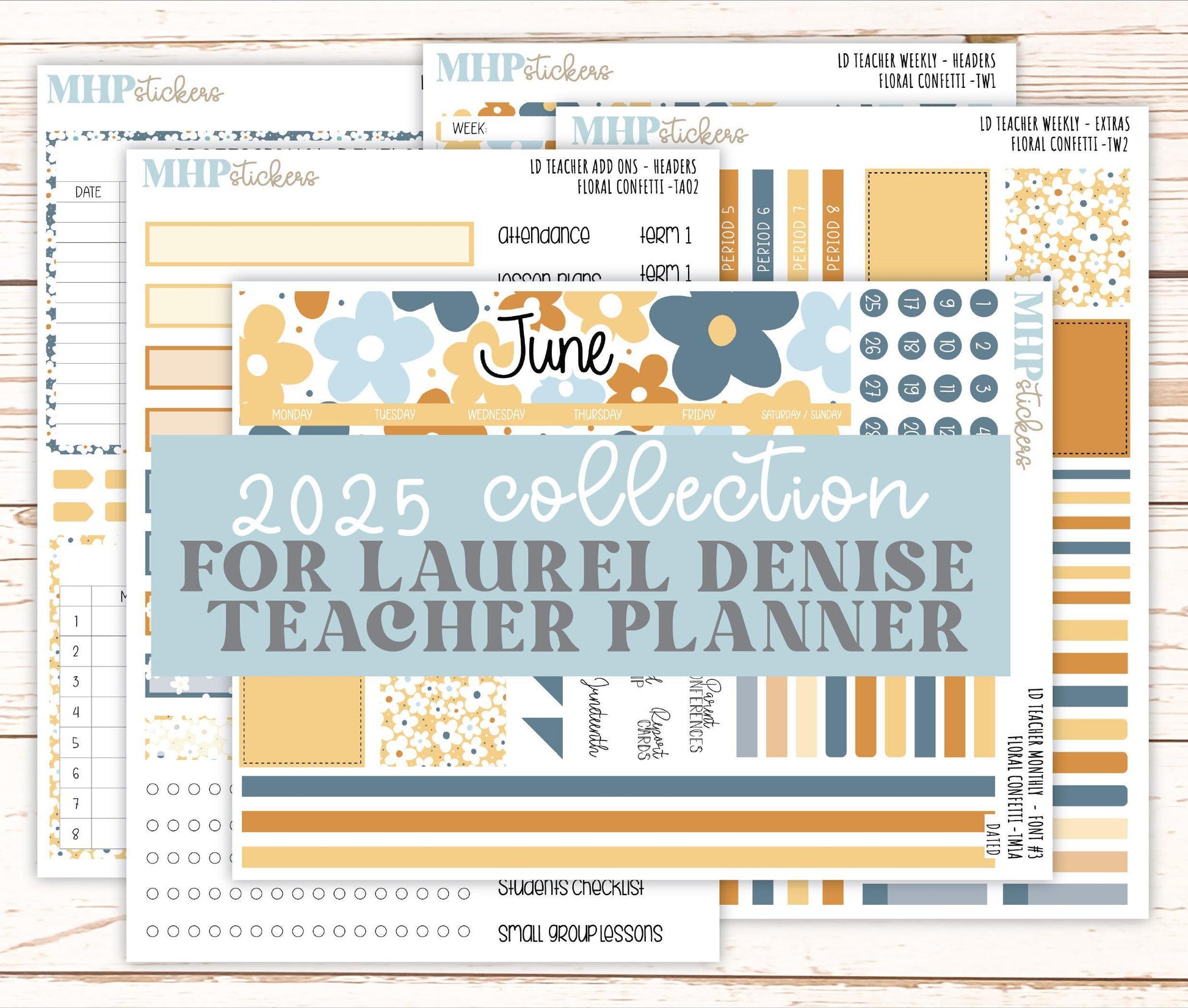 JUNE Stickers for The Valerie Laurel Denise Planner (Formerly Teacher Planner) "Floral Confetti" || TFC