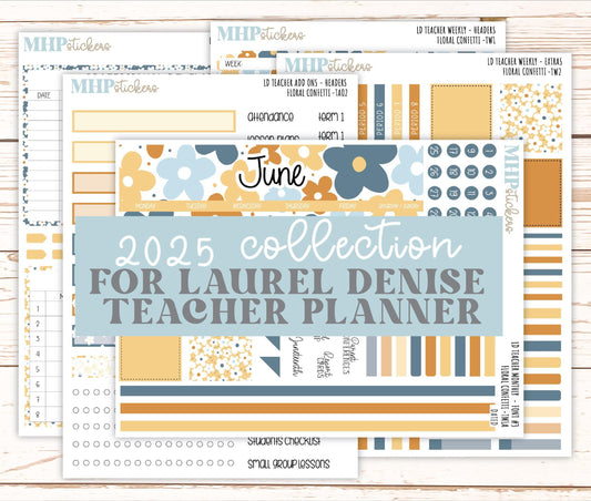 JUNE Stickers for The Valerie Laurel Denise Planner (Formerly Teacher Planner) "Floral Confetti" || TFC