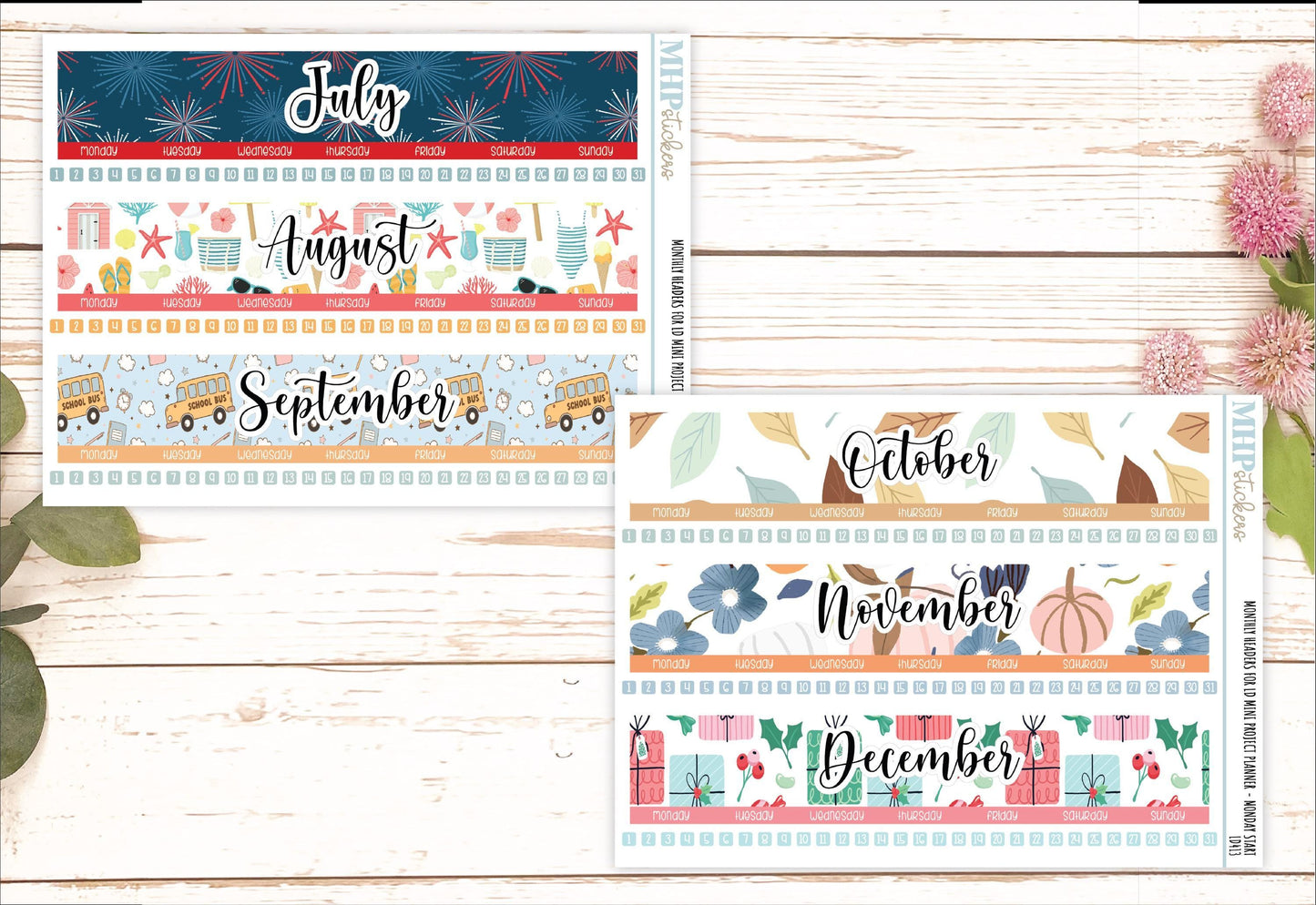Monthly Headers Set for Laurel Denise Planner The Rose Small Planner (Formerly Mini Project Planner) || LD413