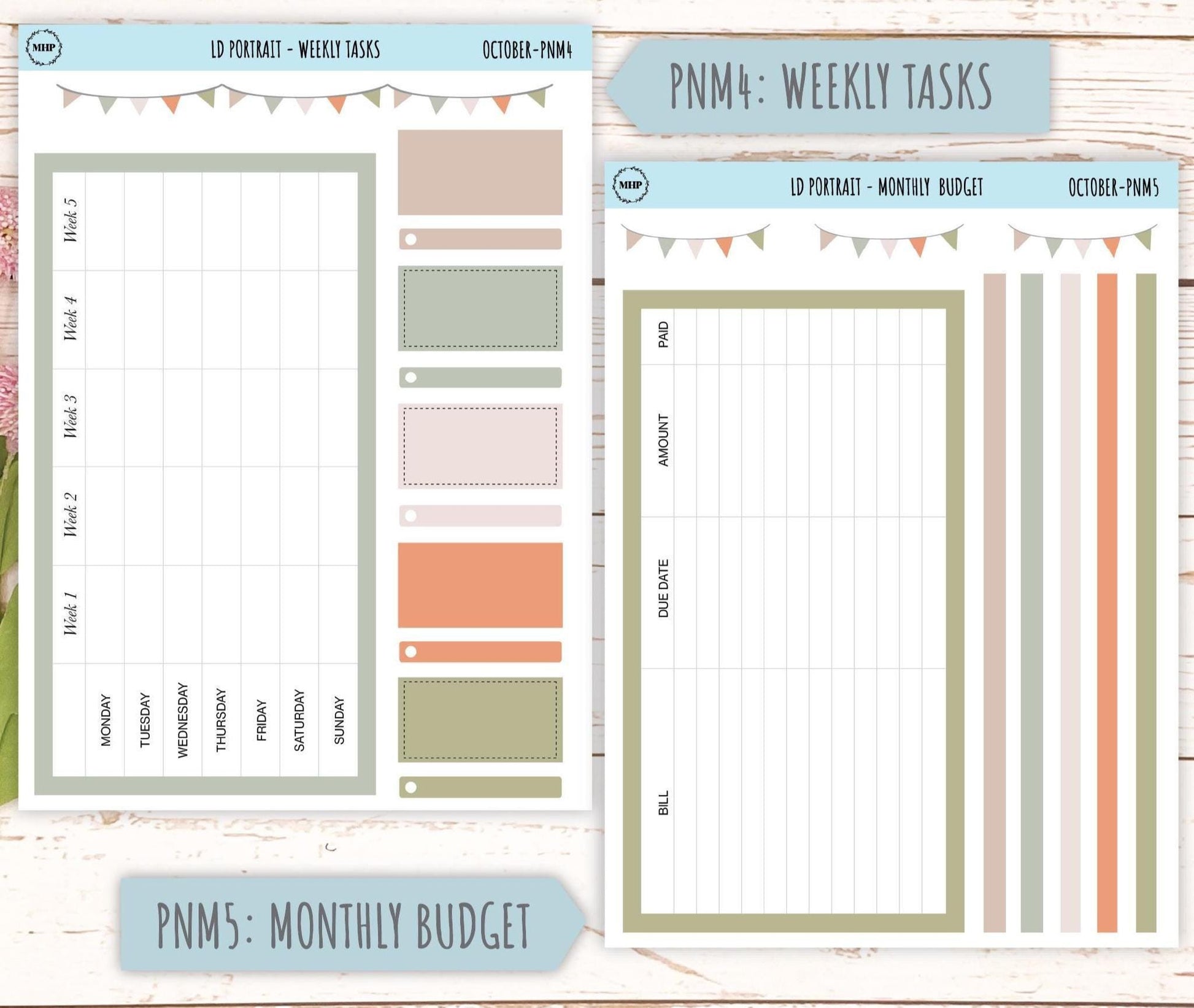OCTOBER Stickers for The Scout Laurel Denise Planner (formerly Portrait Planner). Neutral Color || PN