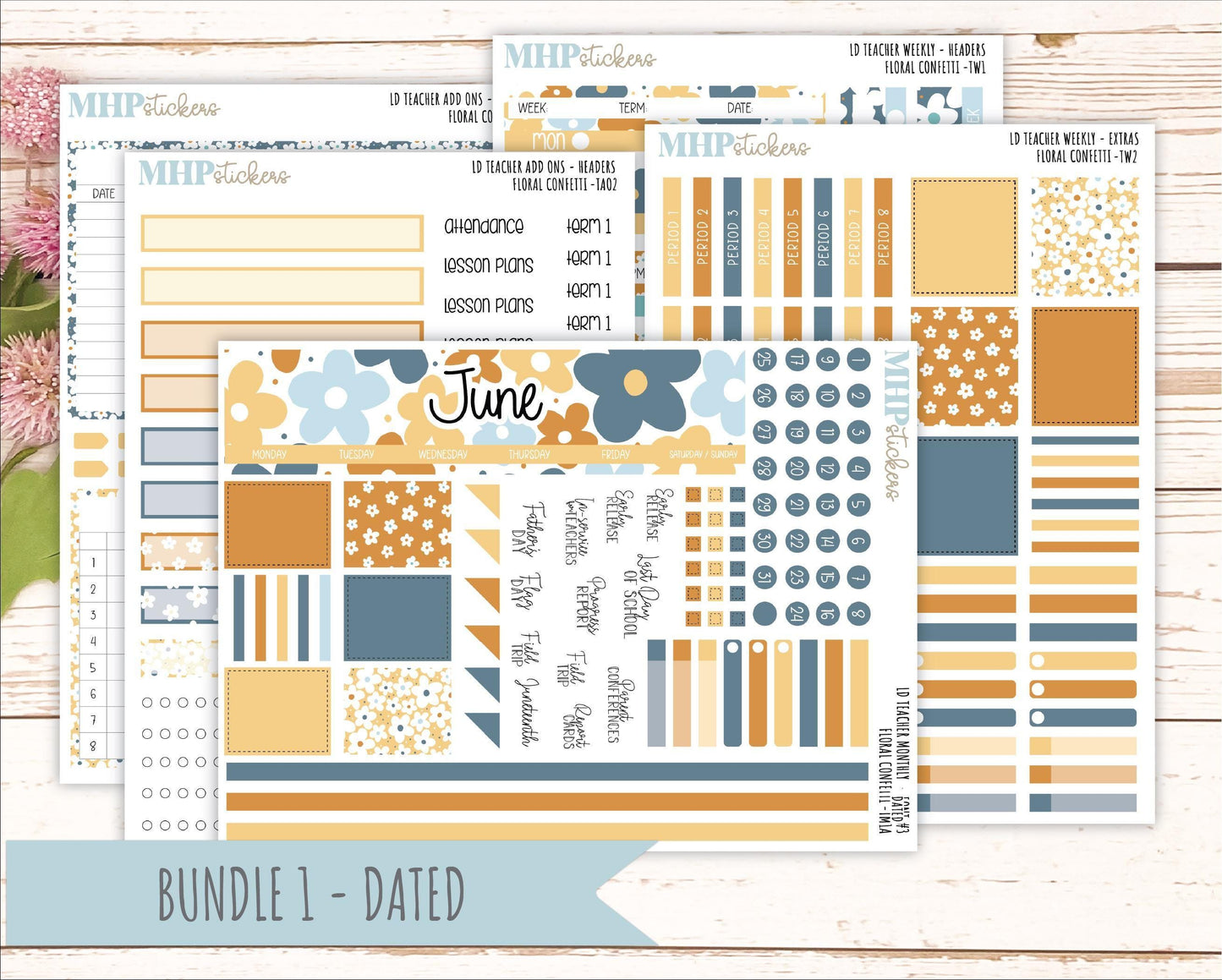 JUNE Stickers for The Valerie Laurel Denise Planner (Formerly Teacher Planner) "Floral Confetti" || TFC