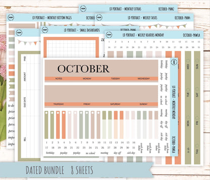 OCTOBER Stickers for The Scout Laurel Denise Planner (formerly Portrait Planner). Neutral Color || PN