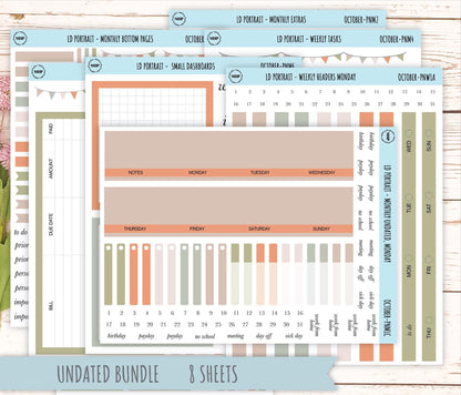 OCTOBER Stickers for The Scout Laurel Denise Planner (formerly Portrait Planner). Neutral Color || PN