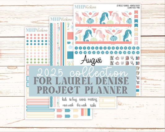 AUGUST Stickers for the large Laurel Denise Rose Planner (Formerly Project Planner) "Island Vibes" || PPIV