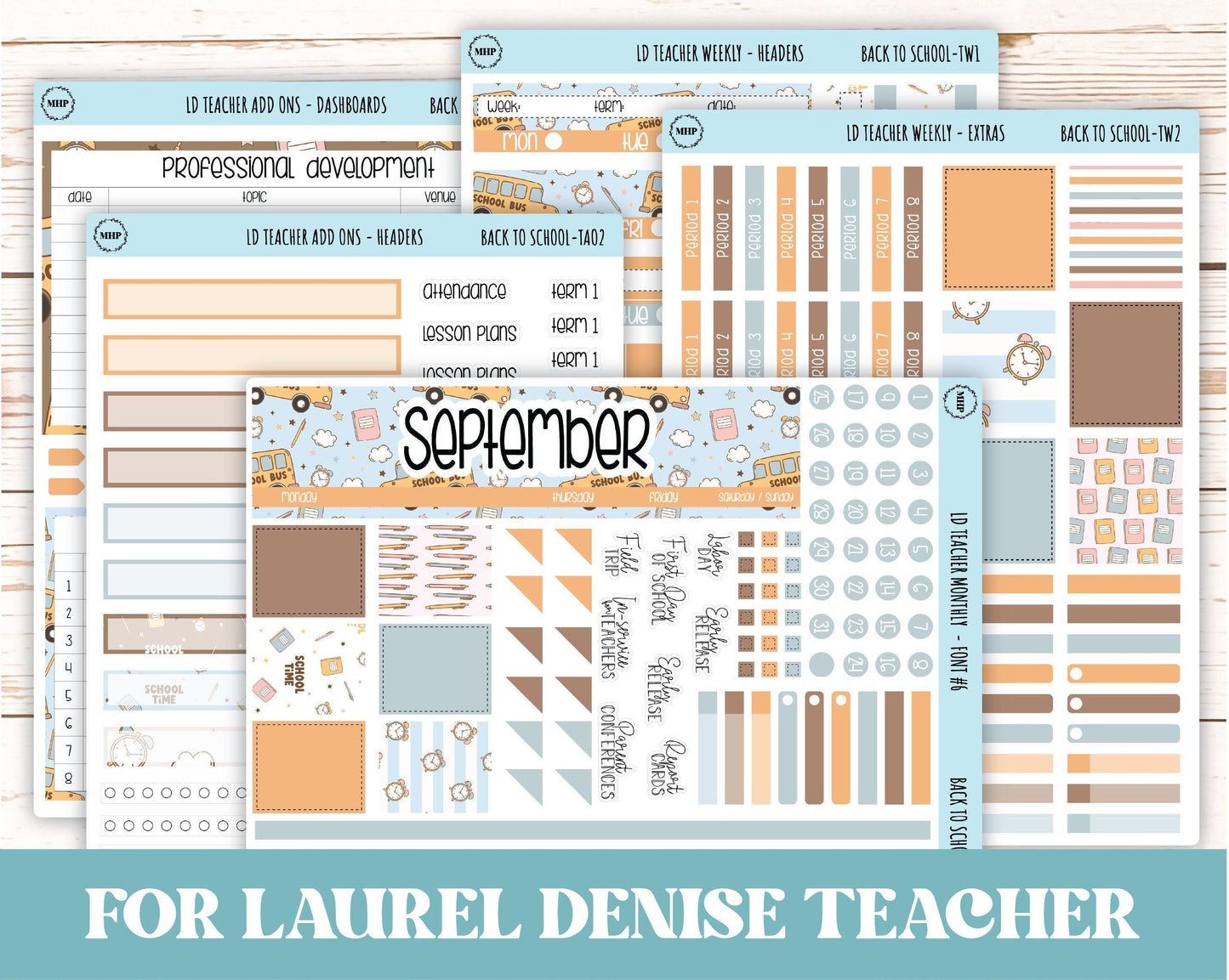 SEPTEMBER Stickers for The Valerie Laurel Denise Planner (Formerly Teacher Planner) "Back to School" || TBTS
