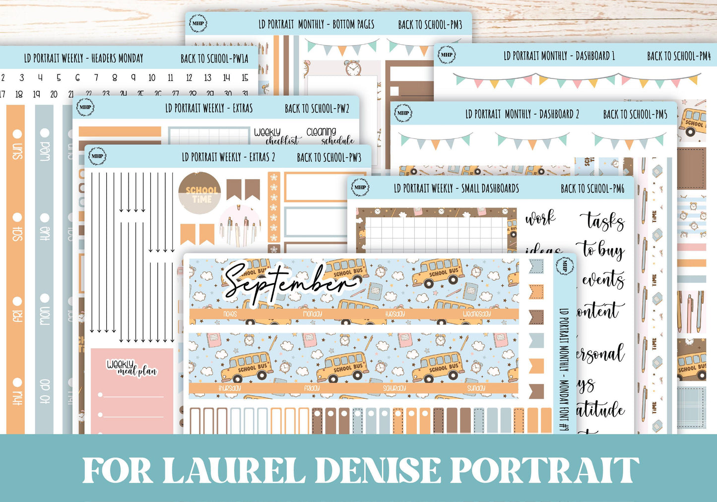 SEPTEMBER Stickers for The Scout Laurel Denise Planner (formerly Portrait Planner). "Back to School" || PST