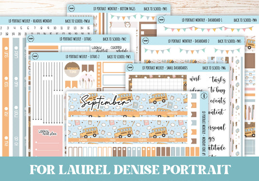 SEPTEMBER Stickers for The Scout Laurel Denise Planner (formerly Portrait Planner). "Back to School" || PST