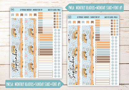SEPTEMBER Stickers for The Scout Laurel Denise Planner (formerly Portrait Planner). "Back to School" || PST