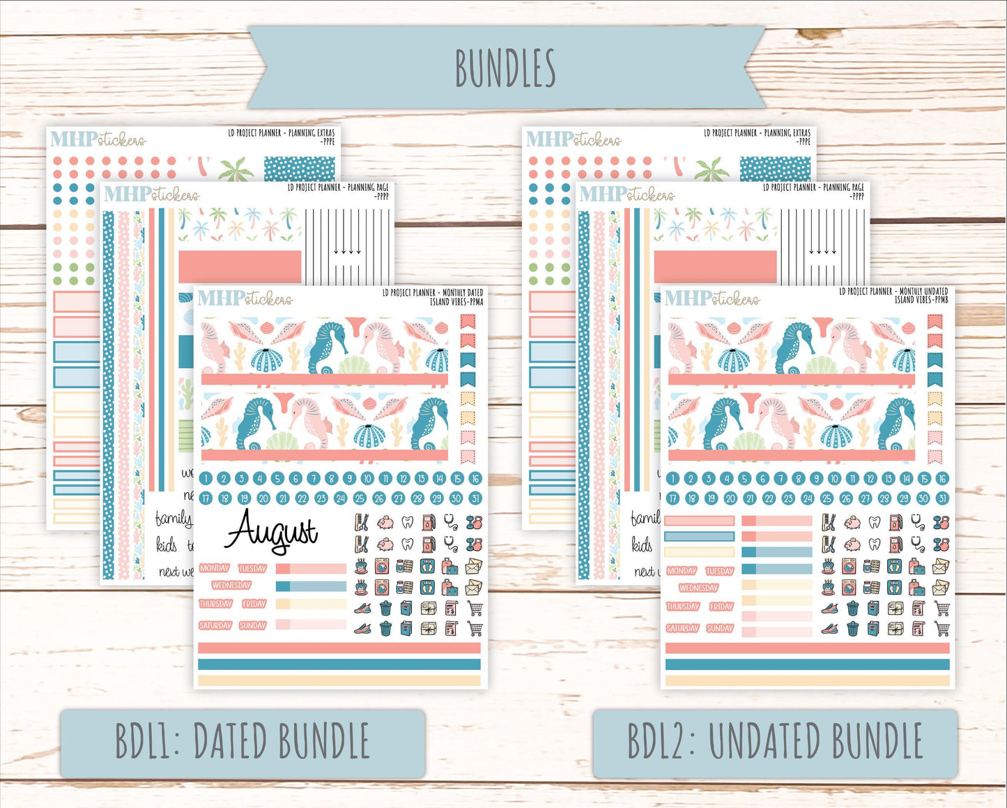 AUGUST Stickers for the large Laurel Denise Rose Planner (Formerly Project Planner) "Island Vibes" || PPIV