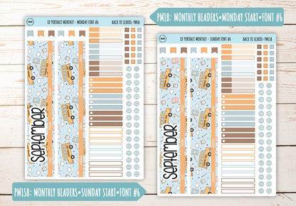 SEPTEMBER Stickers for The Scout Laurel Denise Planner (formerly Portrait Planner). "Back to School" || PST