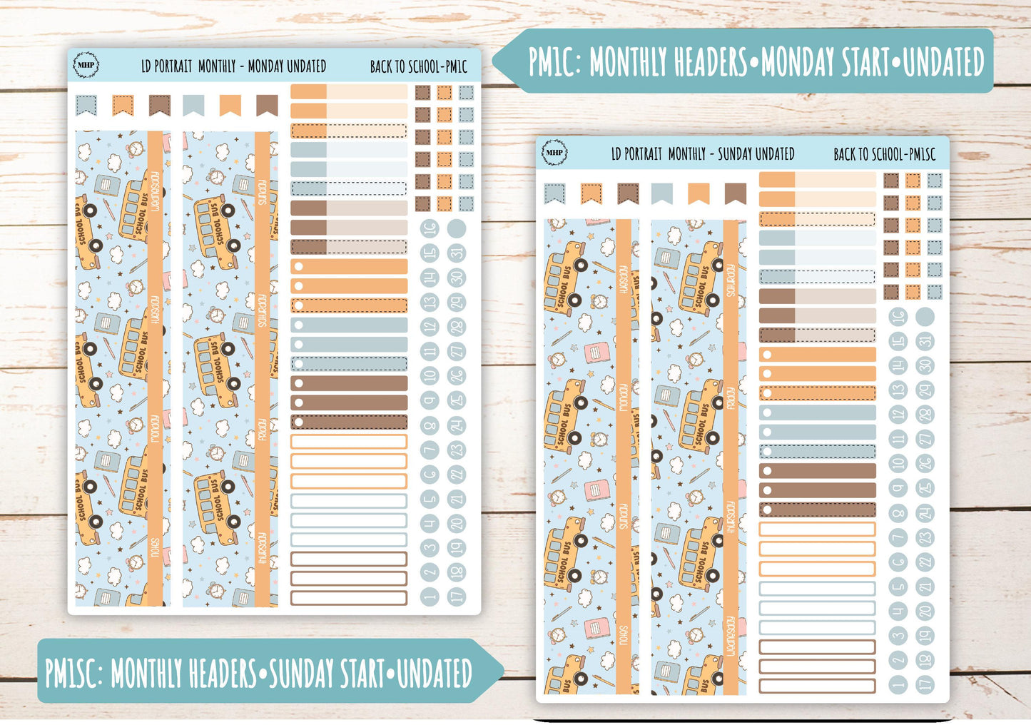 SEPTEMBER Stickers for The Scout Laurel Denise Planner (formerly Portrait Planner). "Back to School" || PST
