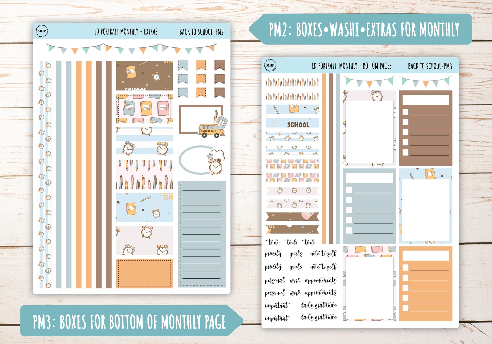 SEPTEMBER Stickers for The Scout Laurel Denise Planner (formerly Portrait Planner). "Back to School" || PST