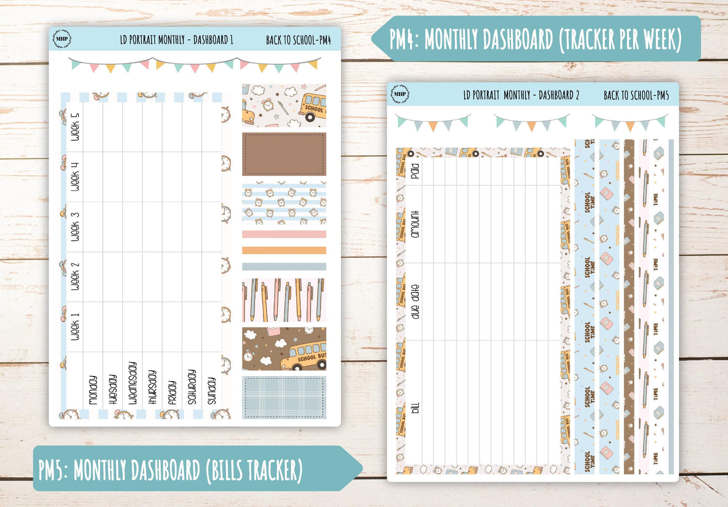 SEPTEMBER Stickers for The Scout Laurel Denise Planner (formerly Portrait Planner). "Back to School" || PST