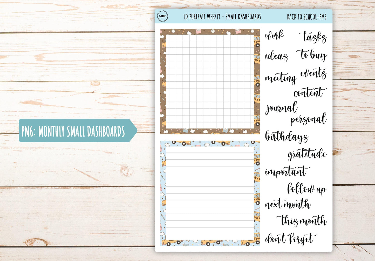 SEPTEMBER Stickers for The Scout Laurel Denise Planner (formerly Portrait Planner). "Back to School" || PST