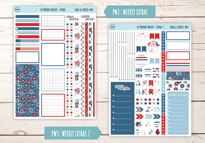 JULY Stickers for The Scout Laurel Denise Planner (formerly Portrait Planner). "Stars and Stripes" || PS&S