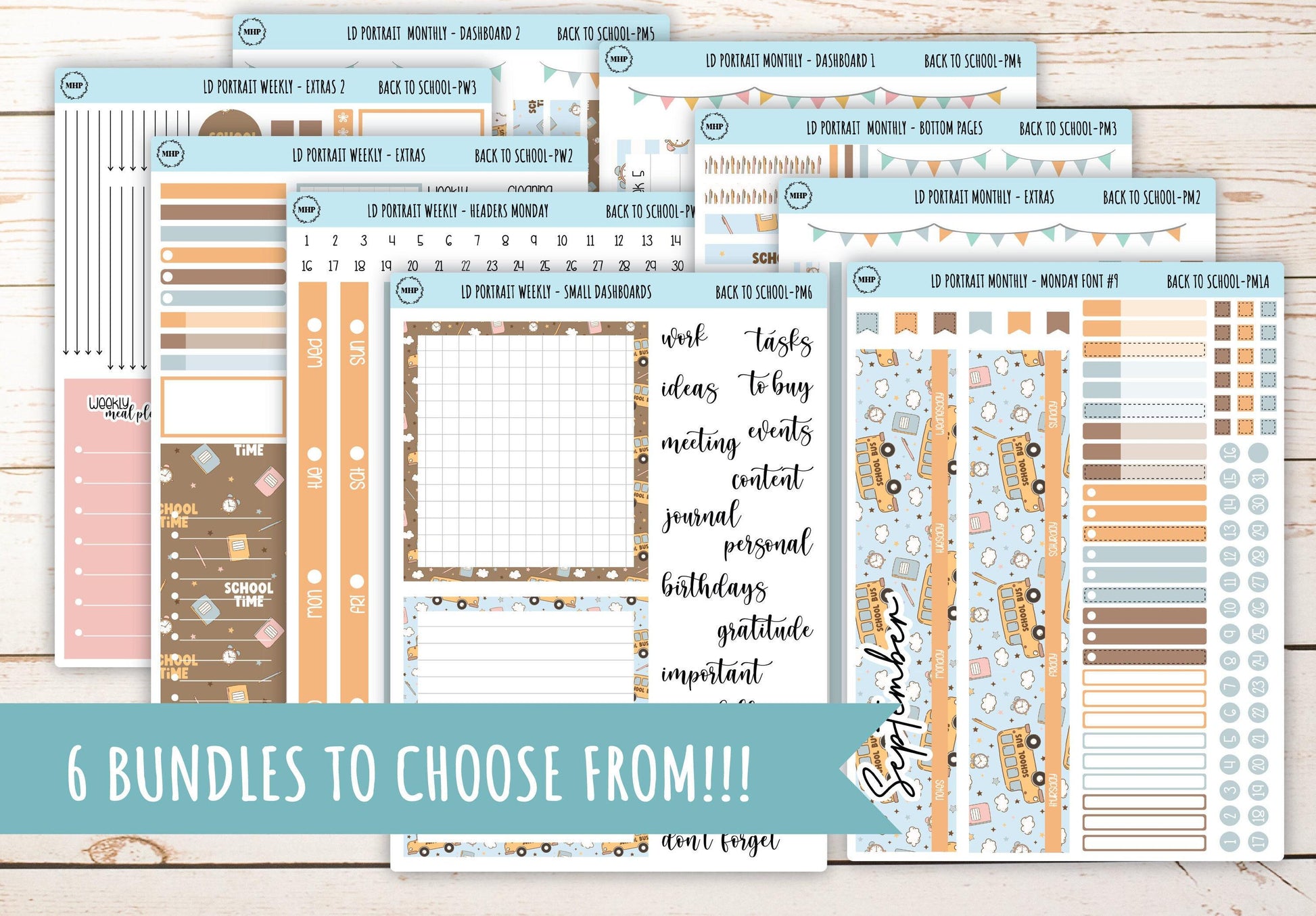 SEPTEMBER Stickers for The Scout Laurel Denise Planner (formerly Portrait Planner). "Back to School" || PST