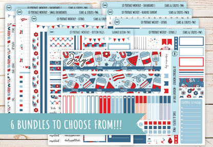 JULY Stickers for The Scout Laurel Denise Planner (formerly Portrait Planner). "Stars and Stripes" || PS&S