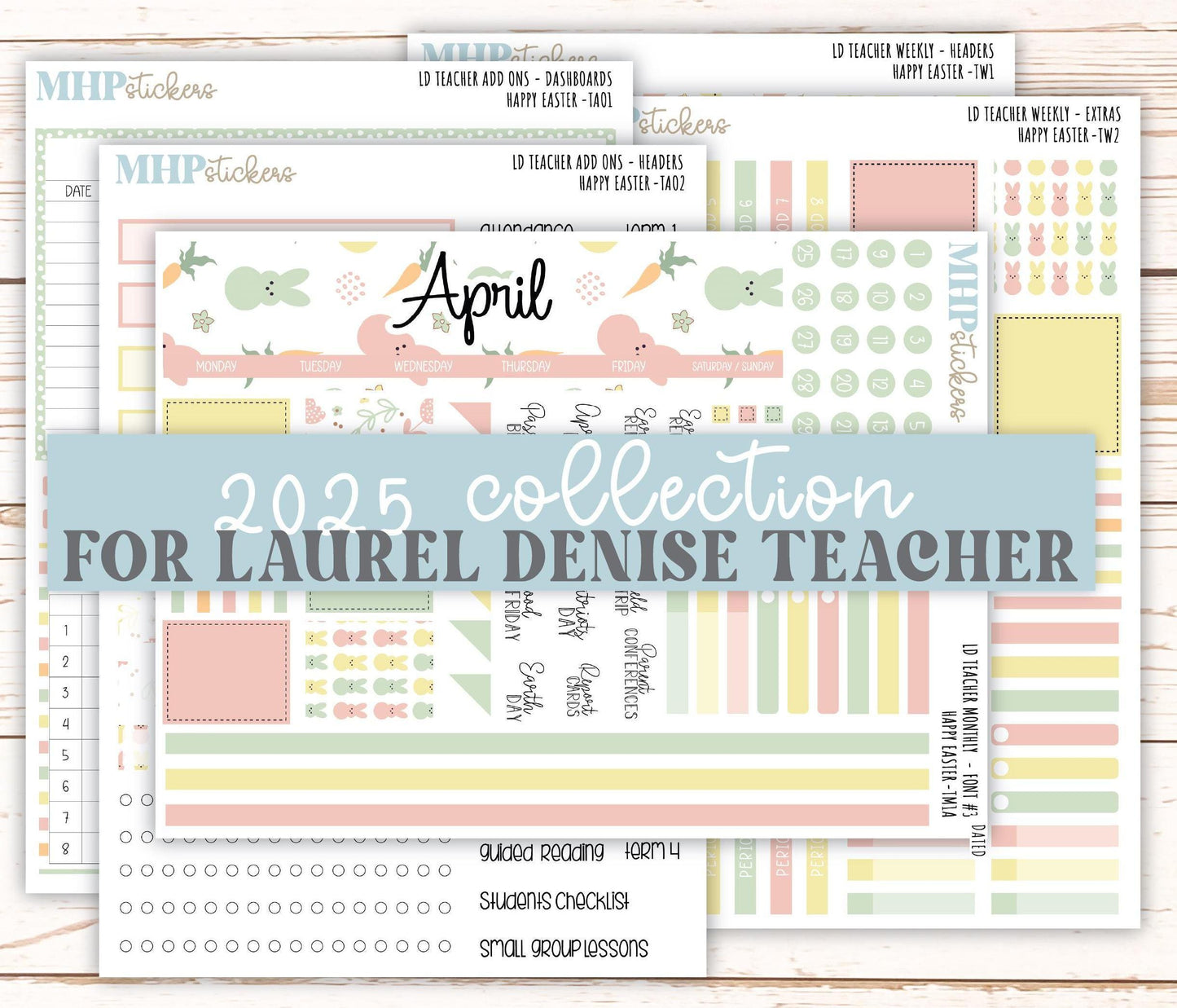 APRIL Stickers for The Valerie Laurel Denise Planner (Formerly Teacher Planner) "Happy Easter" || THE