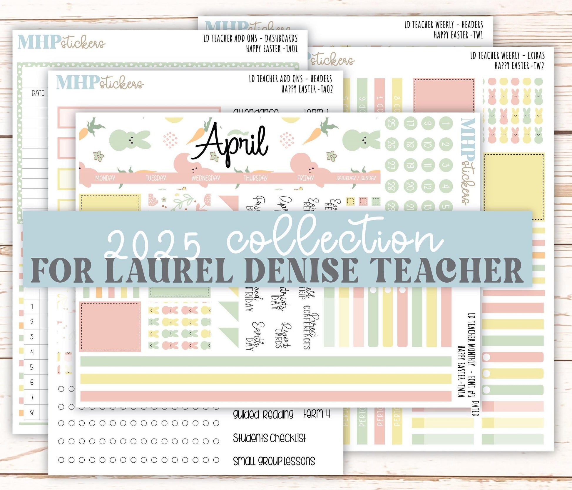 APRIL Stickers for The Valerie Laurel Denise Planner (Formerly Teacher Planner) "Happy Easter" || THE