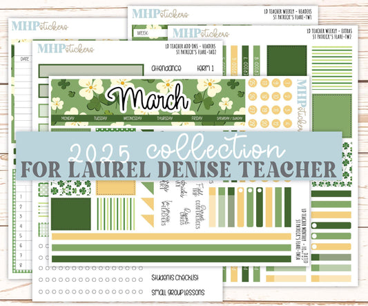 MARCH Stickers for The Valerie Laurel Denise Planner (Formerly Teacher Planner) "St Patrick's Flare" || TSPF