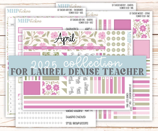 APRIL Stickers for The Valerie Laurel Denise Planner (Formerly Teacher Planner) "Flower Field" || TFF