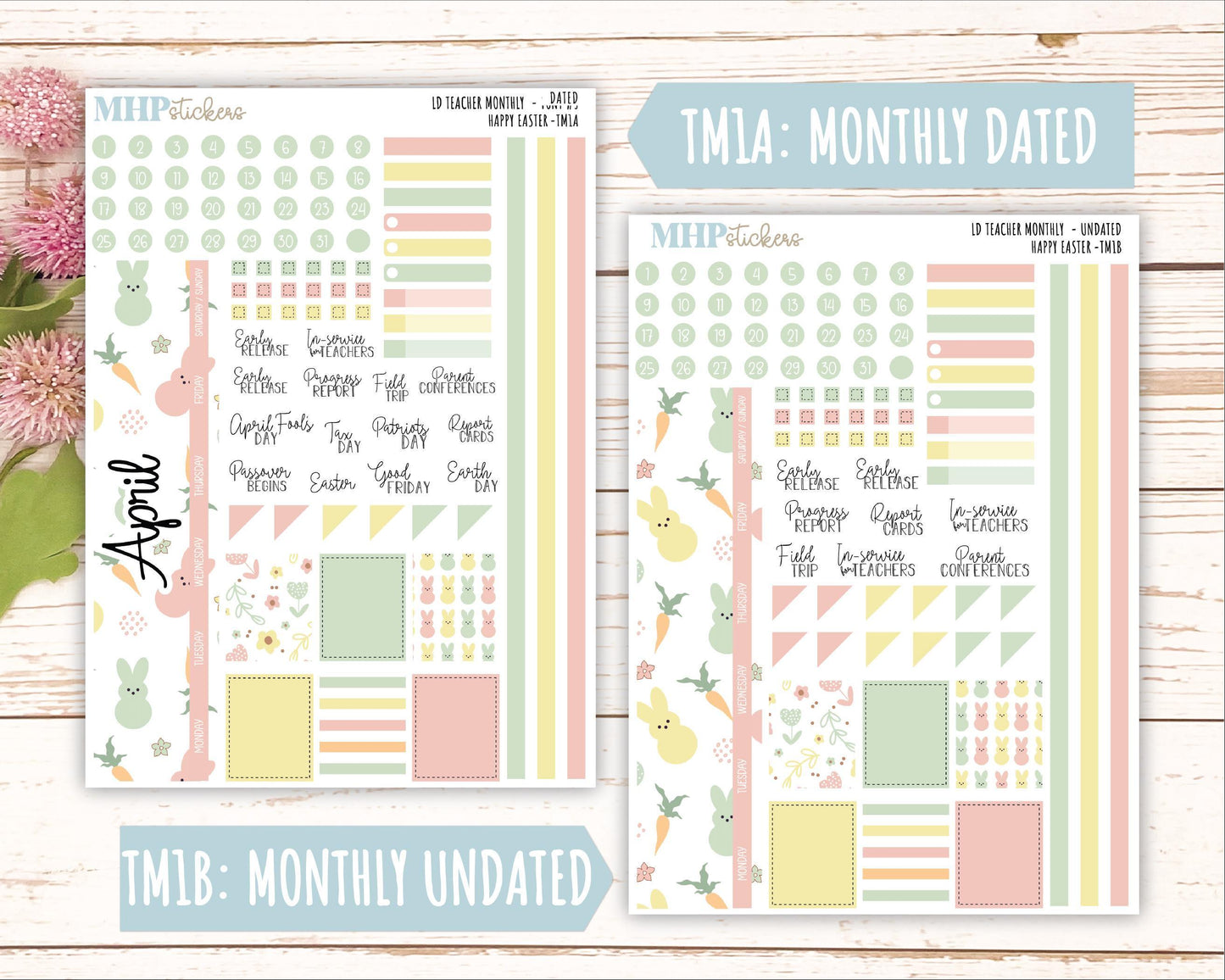 APRIL Stickers for The Valerie Laurel Denise Planner (Formerly Teacher Planner) "Happy Easter" || THE
