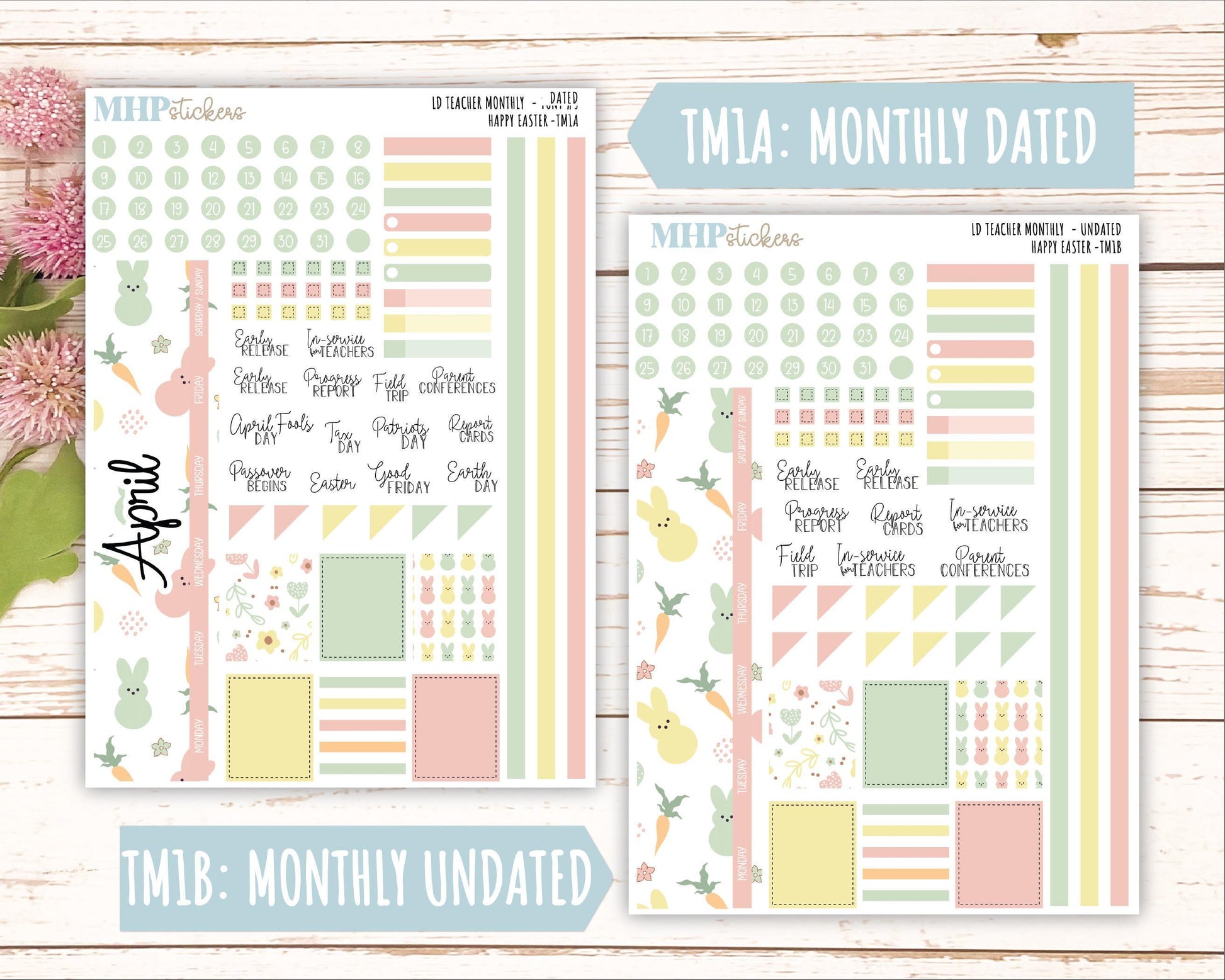APRIL Stickers for The Valerie Laurel Denise Planner (Formerly Teacher Planner) "Happy Easter" || THE