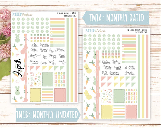 APRIL Stickers for The Valerie Laurel Denise Planner (Formerly Teacher Planner) "Happy Easter" || THE