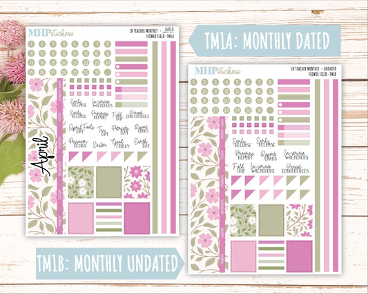 APRIL Stickers for The Valerie Laurel Denise Planner (Formerly Teacher Planner) "Flower Field" || TFF