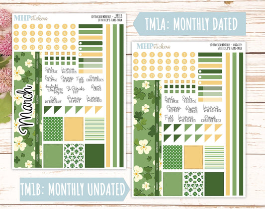MARCH Stickers for The Valerie Laurel Denise Planner (Formerly Teacher Planner) "St Patrick's Flare" || TSPF