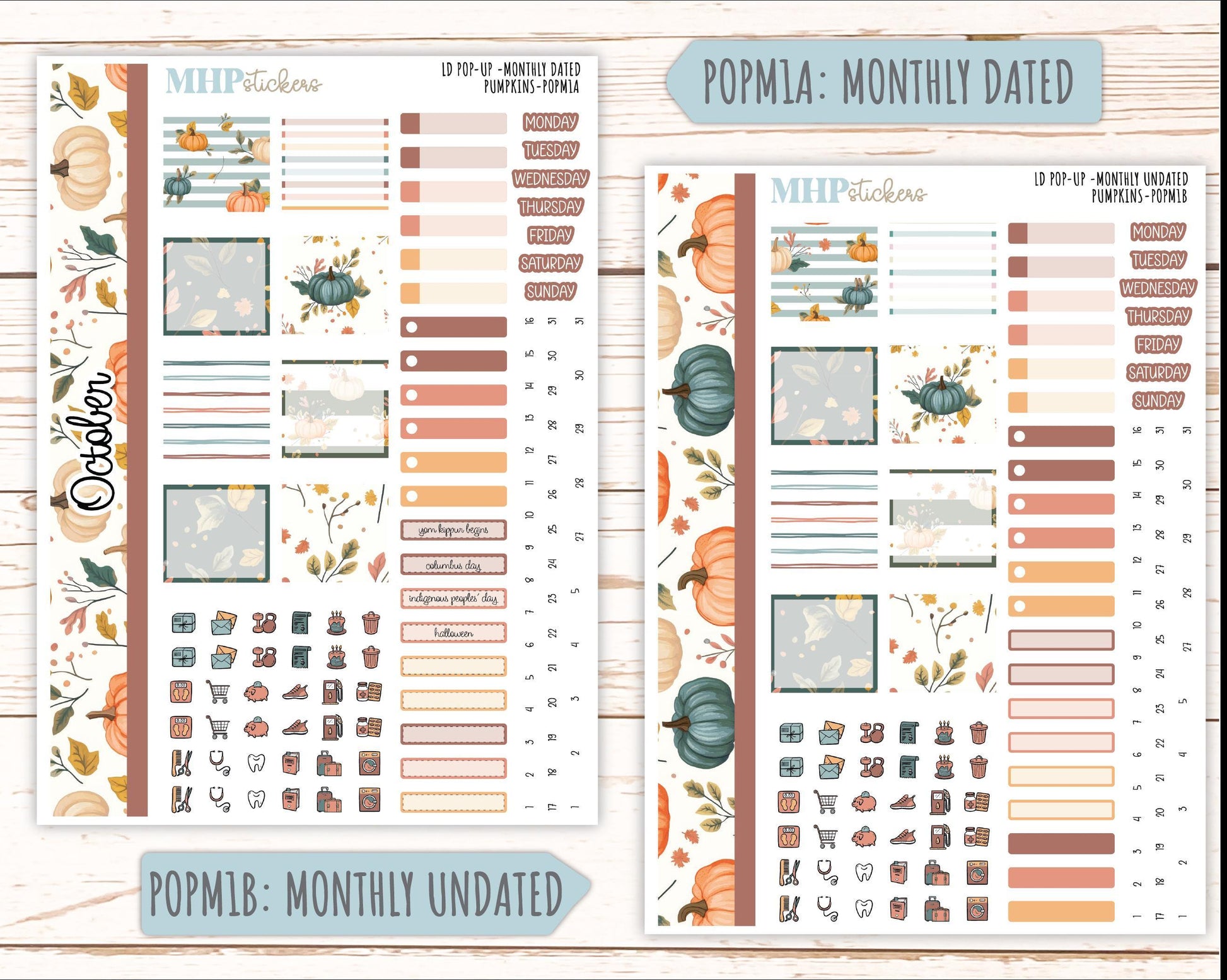 October 2025 Stickers for The Jo Laurel Denise Planner (Formerly Pop-Up Planner) "Pumpkins" || POP