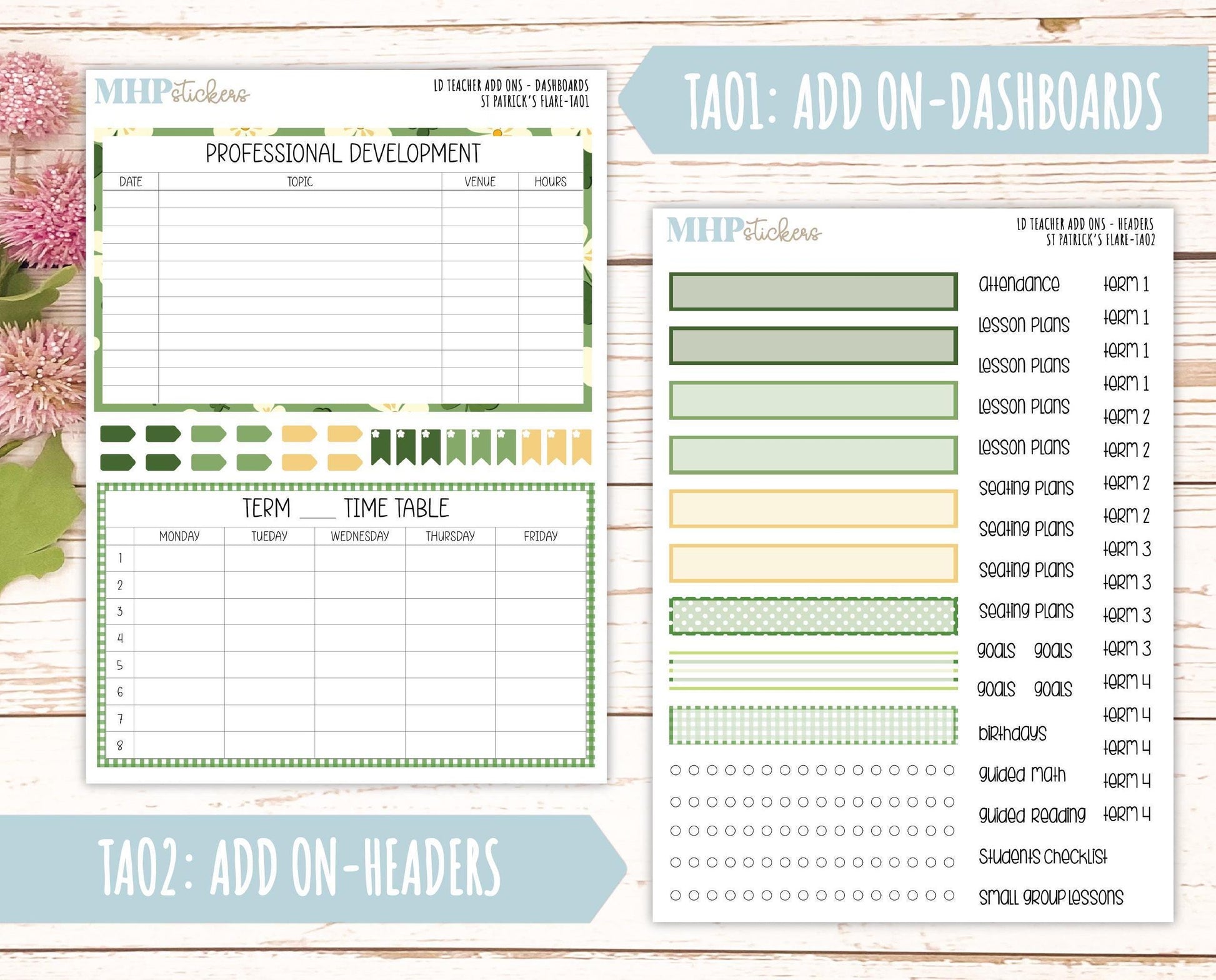 MARCH Stickers for The Valerie Laurel Denise Planner (Formerly Teacher Planner) "St Patrick's Flare" || TSPF