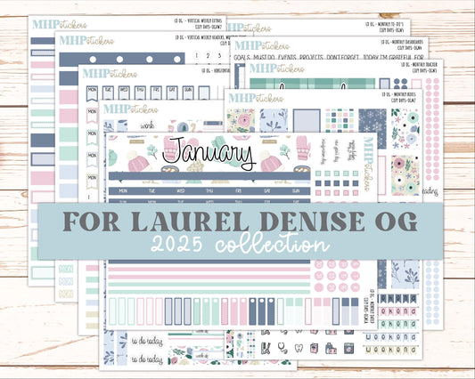 JANUARY 2025 Stickers for Large size Horizontal & Vertical Laurel Denise Planner. (Formerly Original or Standar Size) "Cozy Days" || OGCD